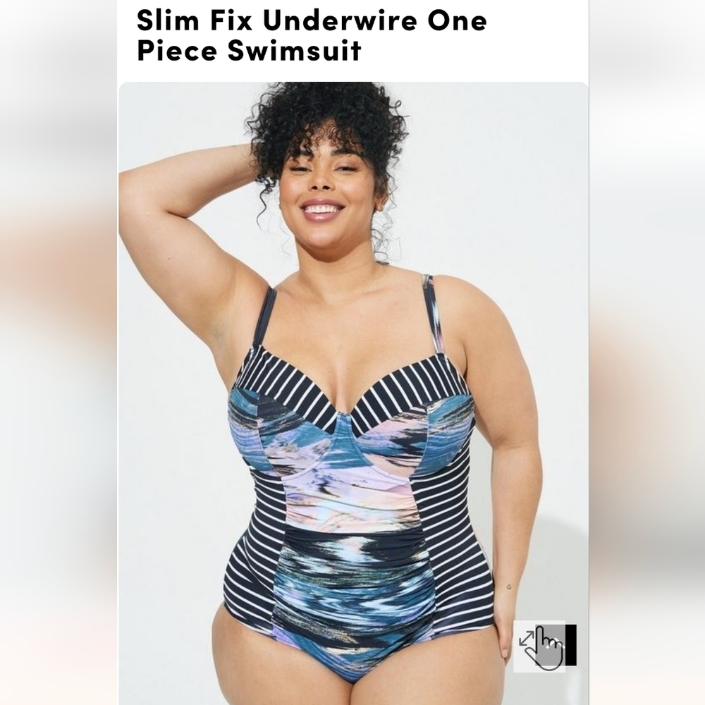 Torrid Slim Fix Underwire One Piece Swimsuit, plus size 6x DD/F New! - Picture 3 of 9